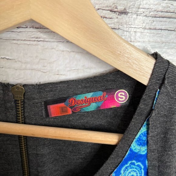 Desigual gray pink midi dress size small - Picture 5 of 7